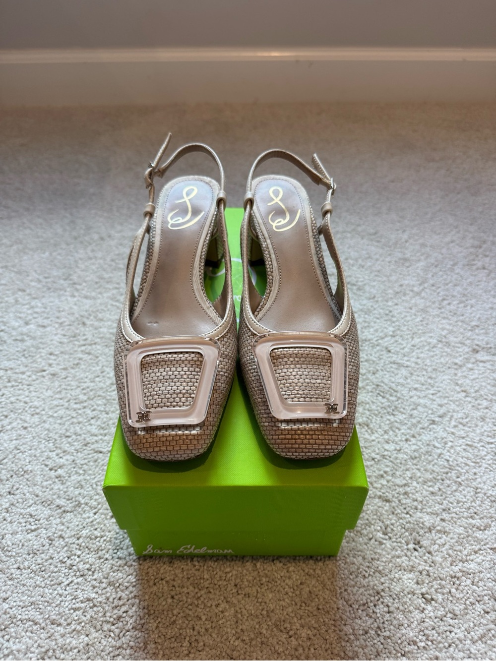 Sam Edelman Woven Slingback Heels in Beige